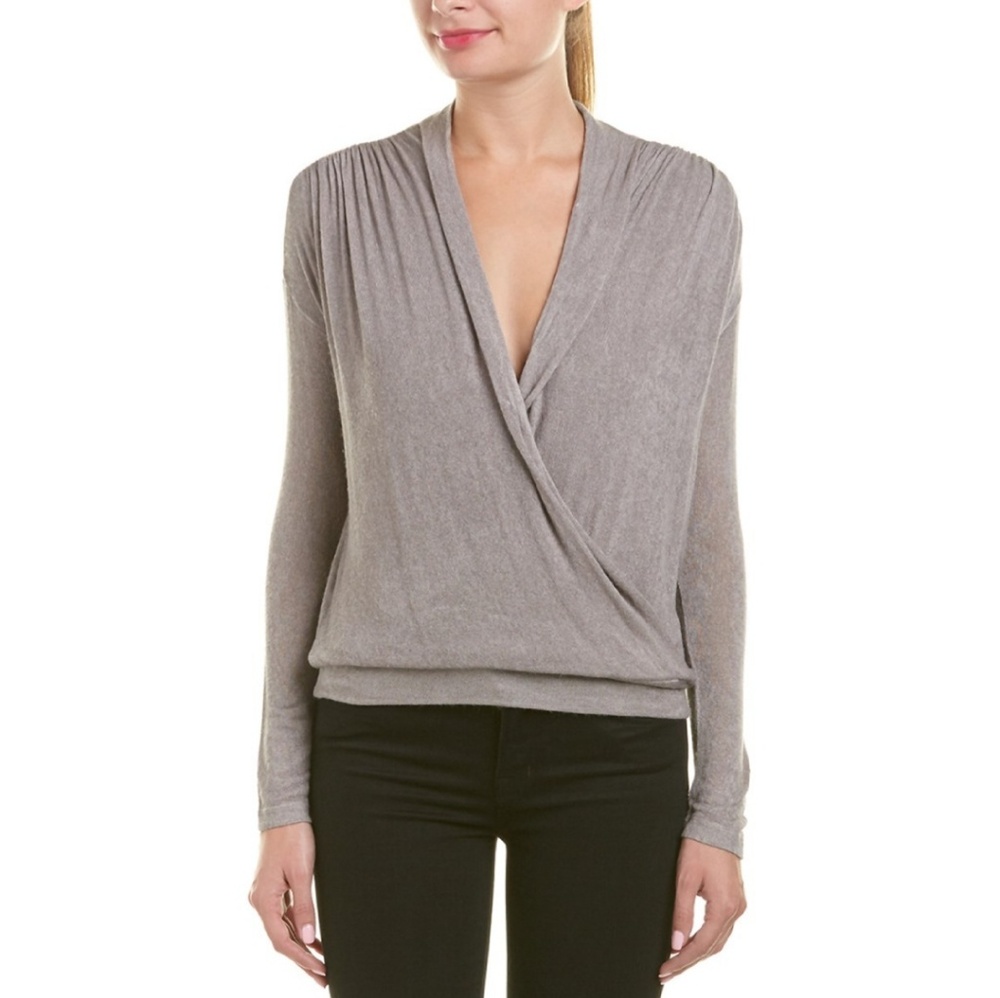 Sheer surplice sweater
